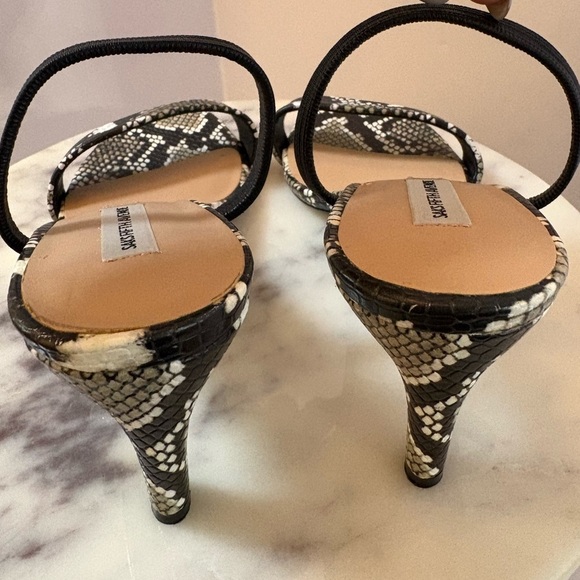 Saks Fifth Avenue Snake Print Strappy Heels Size 7M / 37 - Picture 7 of 11